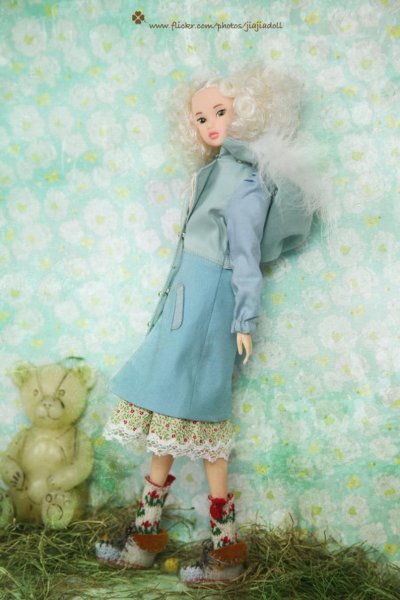 Photo5: Hand Knited leather boots shoes in blue (5)