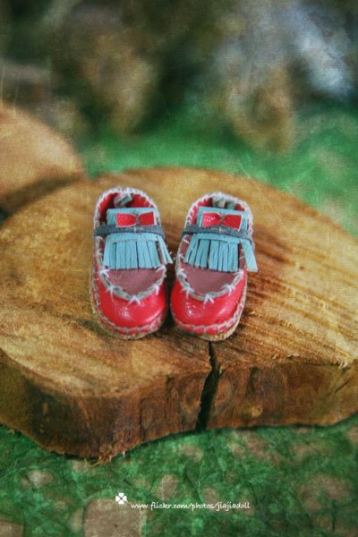 Photo3: red and sky blue bowknots shoes(of limited Rabbit Set) (3)