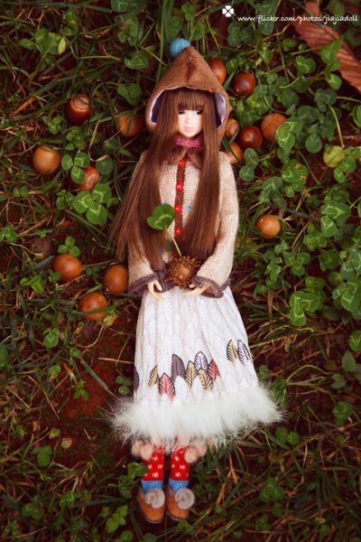 Photo3: coffee brown fleted flower shoes (3)