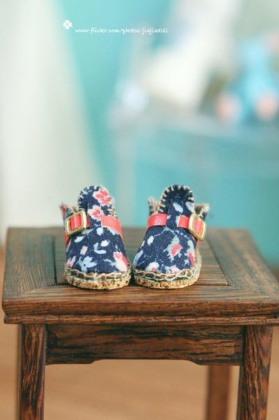Photo1: blue flower shoes (1)