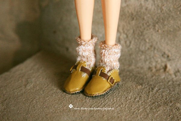 Photo1: stone yellow leather shoes (1)