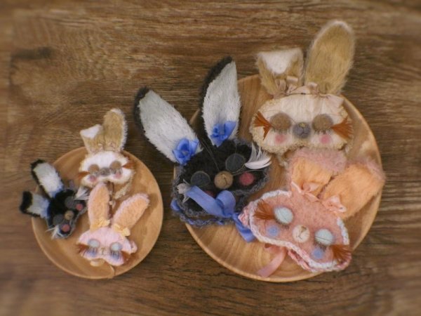 Photo2: sleeping bunny sleep mask patch (big head) (2)