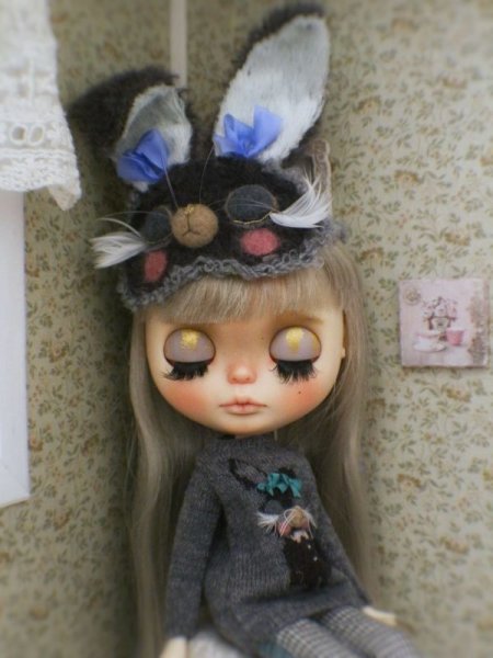 Photo3: sleeping bear mask in brown (big head) (3)