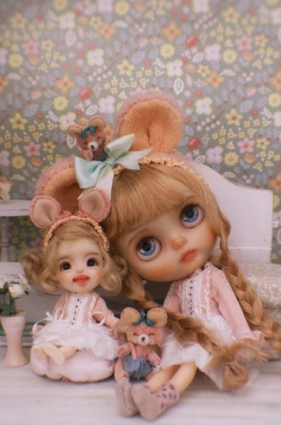 Photo5: pink smiling bear headband(small head) (5)