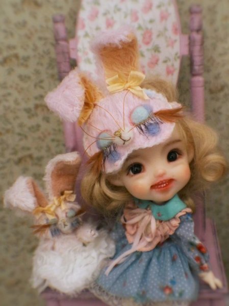 Photo4: sleeping bunny sleep mask patch (small head) (4)