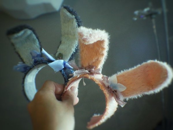 Photo7: Sleeping bunny pink color flower bowknot headband (7)