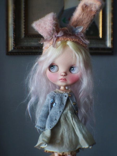 Photo4: Sleeping bunny pink color flower bowknot headband (4)