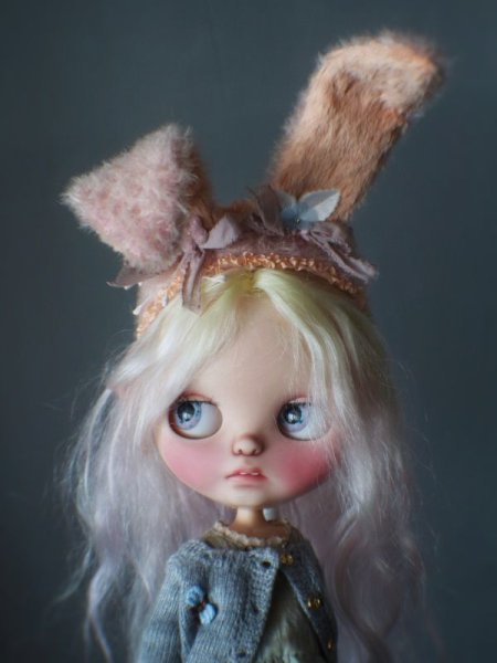 Photo5: Sleeping bunny pink color flower bowknot headband (5)