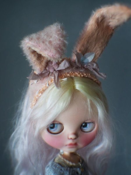 Photo6: Sleeping bunny pink color flower bowknot headband (6)