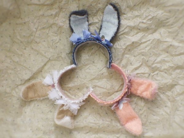 Photo7: Sleeping bunny white color flower bowknot headband (7)