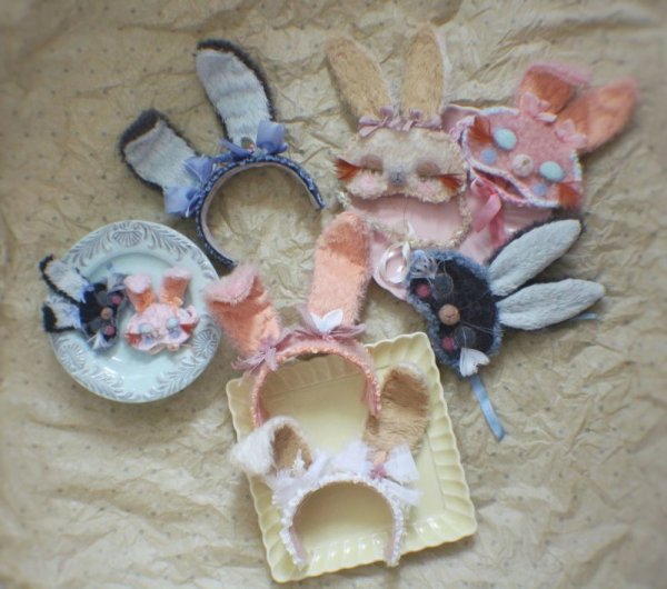 Photo10: Sleeping bunny white color flower bowknot headband (10)