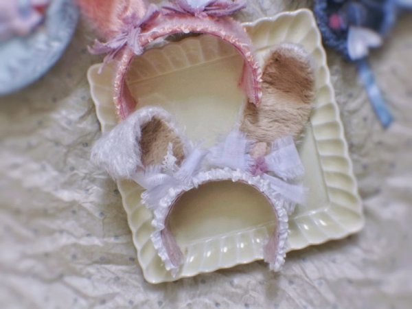 Photo9: Sleeping bunny white color flower bowknot headband (9)