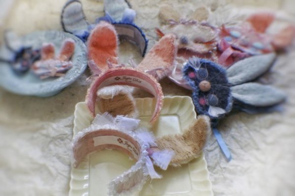 Photo11: Sleeping bunny white color flower bowknot headband (11)