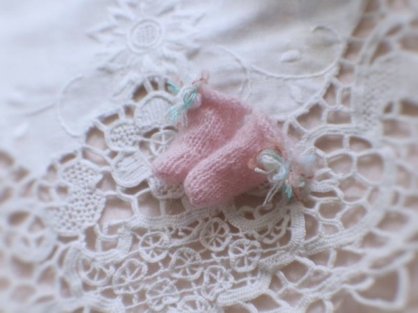 Photo1: pink bowknots mohair socks(Spirited Girl Set) (1)