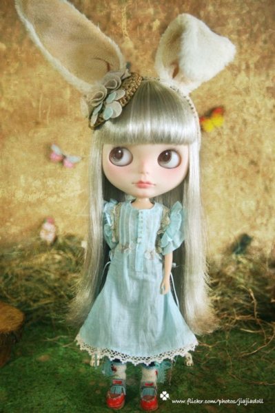 Photo1: light blue ribbon bowknots lace dress（Rabbit Set ） (1)
