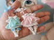 Photo1: 4 piece hand embroidered pink and mint bowknots dress set (1)