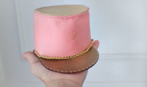 Photo2: pink 2 way leather  hat (2)