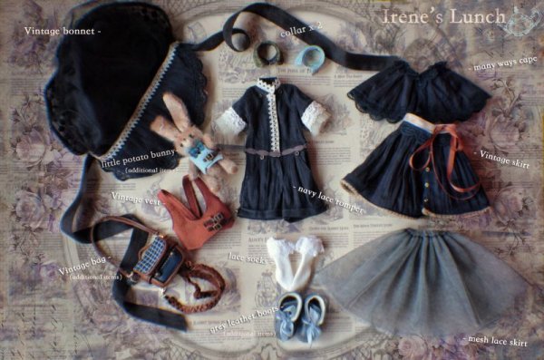 Photo15: hand sewing grey leather ribbon boots (of Irene's Lunch set) (15)