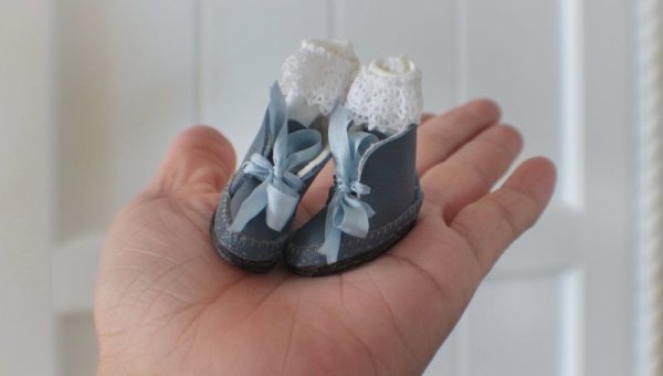 Photo16: hand sewing grey leather ribbon boots (of Irene's Lunch set) (16)