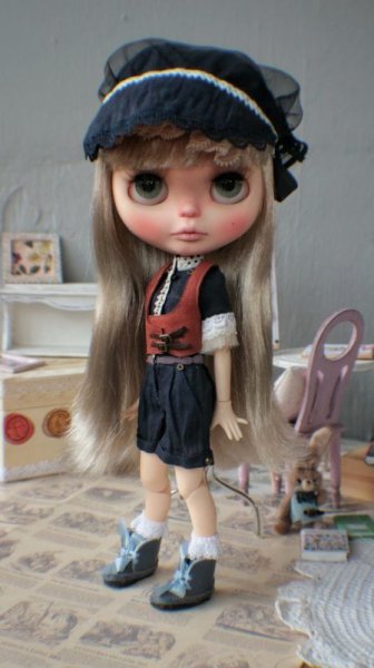 Photo4: hand sewing grey leather ribbon boots (of Irene's Lunch set) (4)