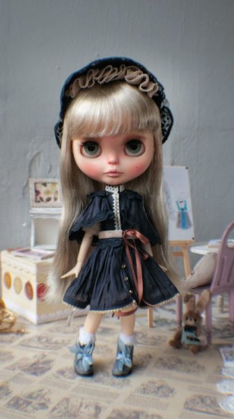 Photo5: hand sewing grey leather ribbon boots (of Irene's Lunch set) (5)