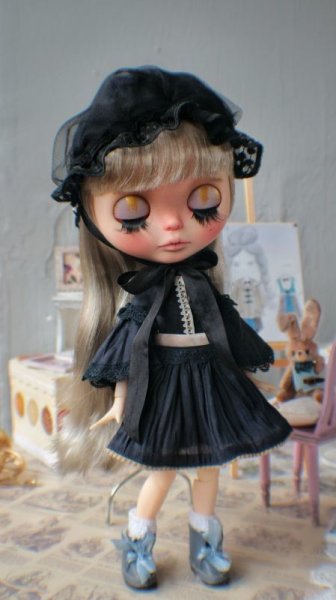 Photo6: hand sewing grey leather ribbon boots (of Irene's Lunch set) (6)
