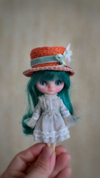 Photo4: hand sewing orange lace flower straw hat (4)
