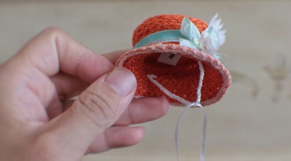 Photo3: hand sewing orange lace flower straw hat (3)