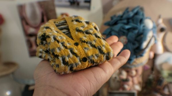 Photo3: Ginger vintage pattern.warmly sweater long style (3)