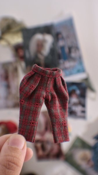 Photo1: red checked pants (Poetic Opern set in red boy style) (1)