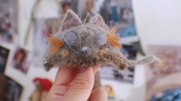 Photo2: sleeping kitty hat in grey (2)
