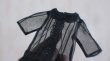 Photo2: black plume fur lace translucent shirts (2)