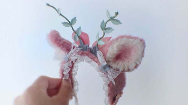 Photo3: many ways to use little pink deer headband (Pure & Peace Blessing to you) (3)