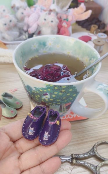 Photo4: kitty leather hand embroider shoes (4)