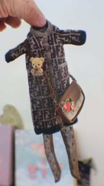 Photo3: coffee Fendi long cardigan dress  (3)