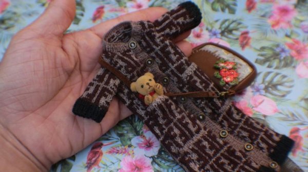 Photo6: coffee Fendi long cardigan dress  (6)