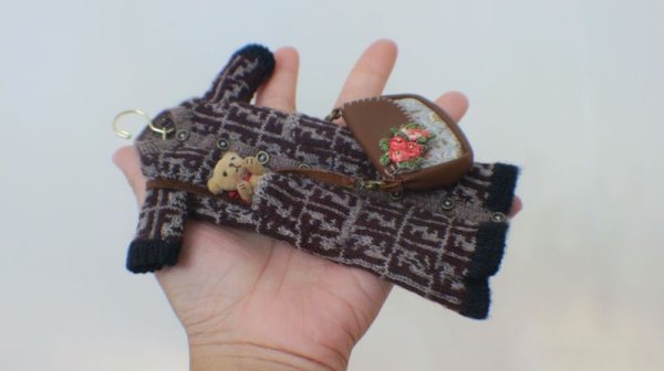 Photo2: coffee Fendi long cardigan dress  (2)