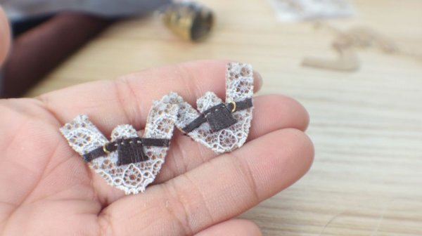 Photo12: white lace coffee shoes petite size (12)