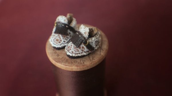 Photo9: white lace coffee shoes petite size (9)