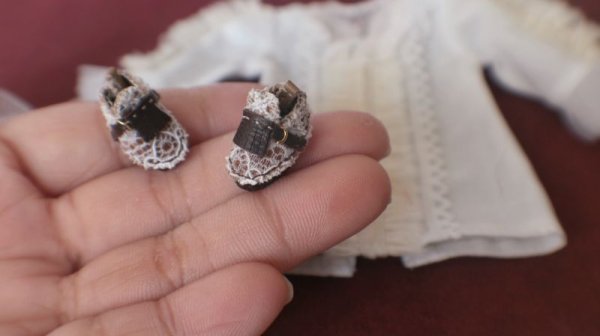 Photo4: white lace coffee shoes petite size (4)