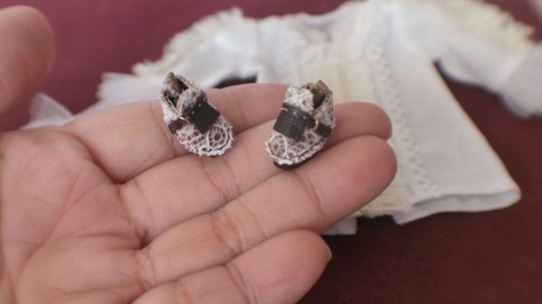 Photo5: white lace coffee shoes petite size (5)