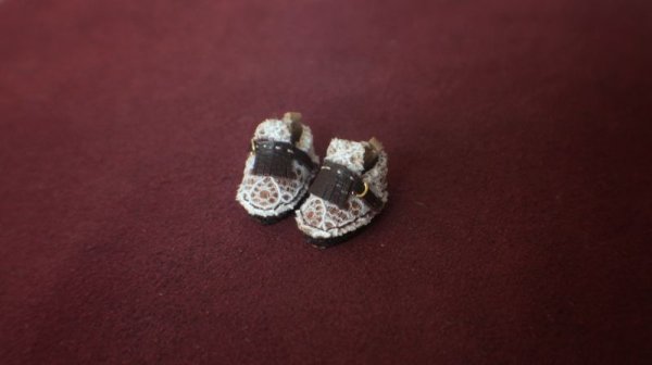 Photo6: white lace coffee shoes petite size (6)