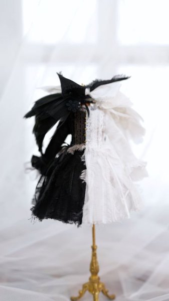 Photo3: Black and white Perfect Angel wings (2 ways to use) (3)