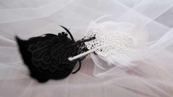 Photo2: Black and white Perfect Angel wings (2 ways to use) (2)