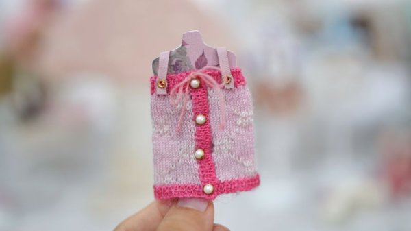 Photo3: pink girly Gucci hand knit dress 2 way (3)