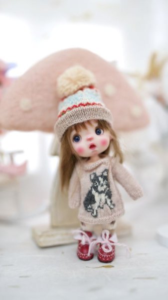 Photo2: cream bulldog sweater (2)