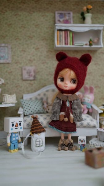 Photo3: bear hat in wine red (3)