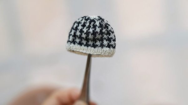 Photo1: black and white houndstooth hat (1)