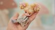 Photo6: 1:12 miniature art works Hand Knit tiny pompom socks cream (6)