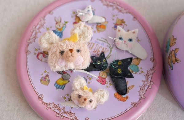 Photo6: white kitty hairpin (6)